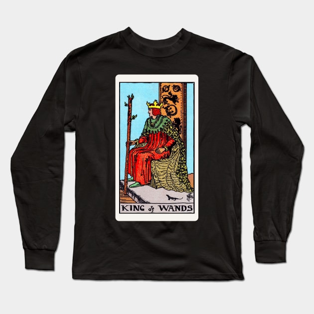 Card #35 - King Of Wands - Rider Waite Smith Tarot Long Sleeve T-Shirt by RetroFitted